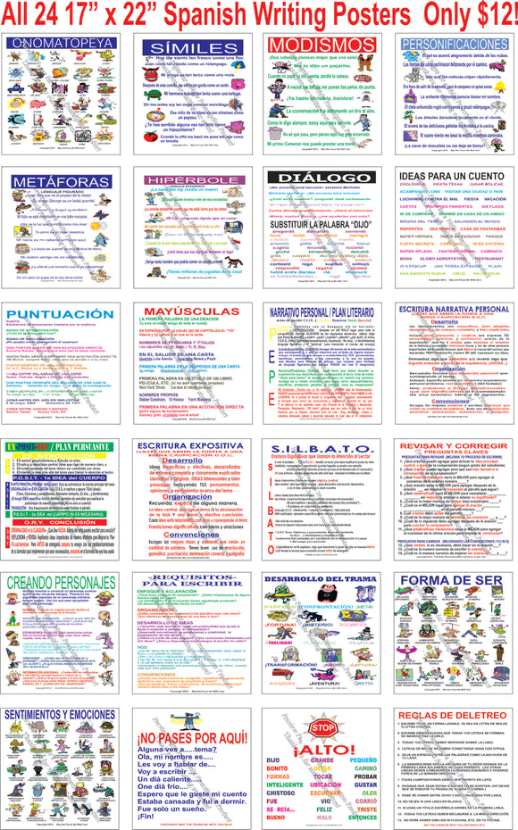 Digital Spanish Reading and Writing Posters