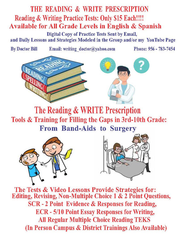 Reading and Writing Practice Tests for All Grade Levels: English & Spanish
