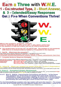 Digital Version - One, Two, Three with W.W.E.  Open Ended/Constructed, Short Answer, Extended/Essay Responses --- Get a Five When Your Conventions Thrive!
